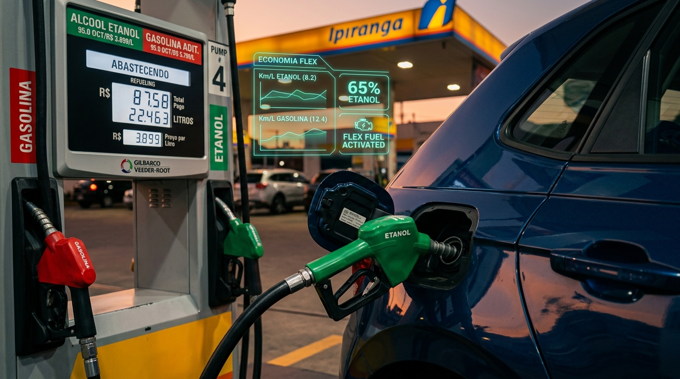 A Regra dos 70% Ainda Vale? O Guia Definitivo de Etanol vs Gasolina por KM Rodado e Custo Real